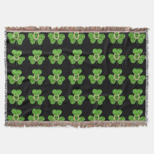 Glitter Shamrock And Horseshoe Throw Blanket