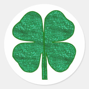 glitter shamrock classic round sticker