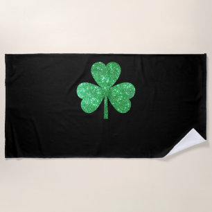 Glitter Shamrock Irish Men Women St Patrick's Day  Beach Towel