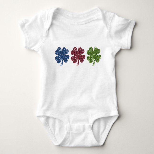 Glitter Shamrocks Baby Bodysuit (Front)