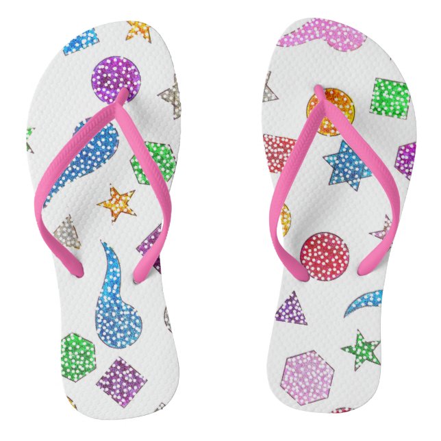 Glitter Shapes Womens Flops Jandals (Footbed)