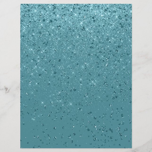 Glitter Shimmer Paper Turquoise Scrapbook Paper (Front)