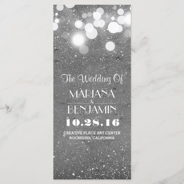 glitter shimmer silver foil string lights program programme (Front)