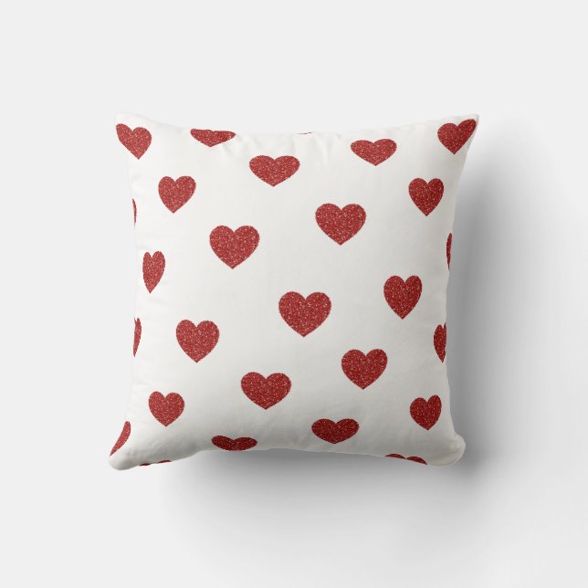 Glitter Shine Modern Romantic Red Heart Cushion (Back)