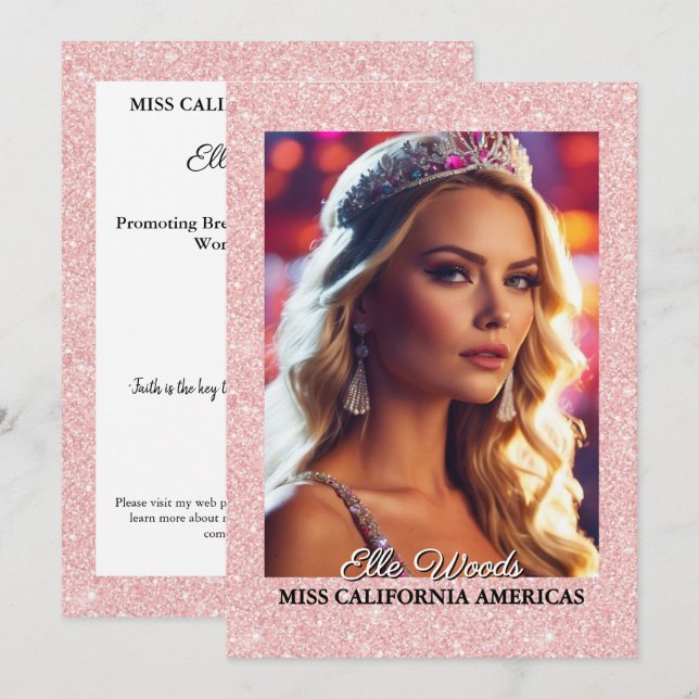 Glitter Shine Pageant Autograph Cards | QR Code (Front/Back)