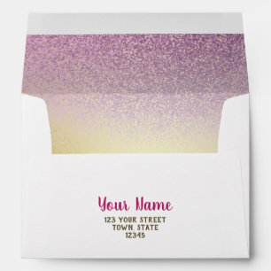 Glitter Shiny Pink and Gold Return Address Envelope