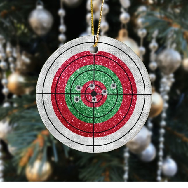 Glitter Shooting Target Gun Shooter Christmas Ceramic Tree Decoration (Creator Uploaded)