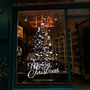 Glitter Silver Christmas Tree Storefront Decor