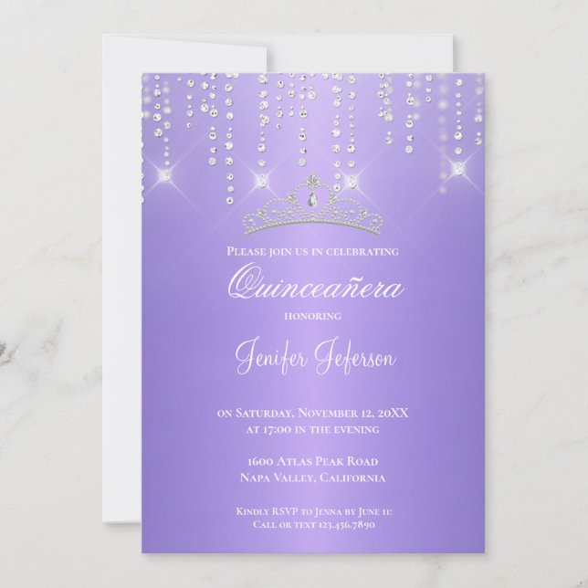 Glitter silver confetti Quinceanera Invitation (Front)