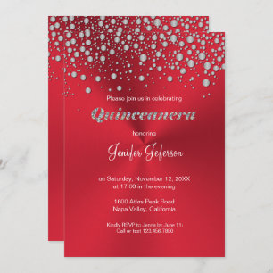 Glitter silver confetti Quinceanera Invitation