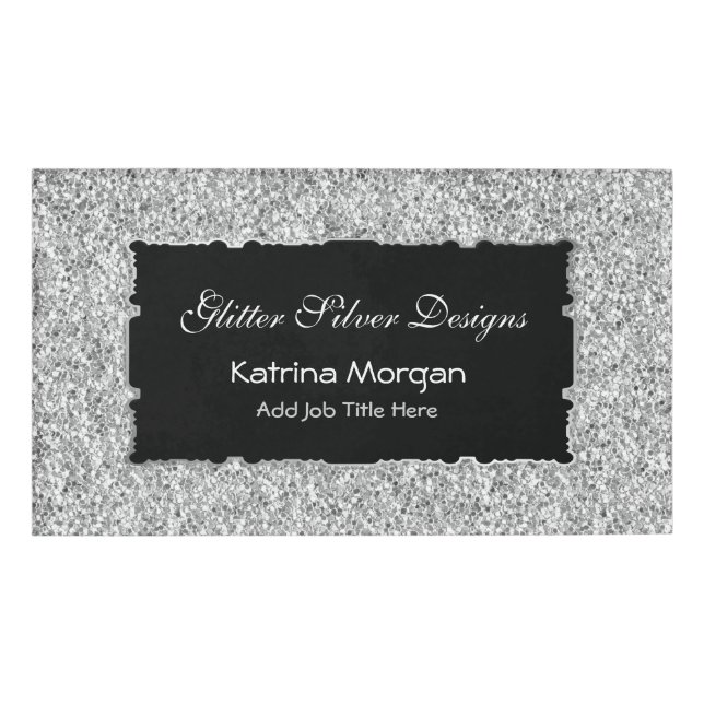 Glitter Silver Elegance Name Tag (Front)