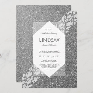 Glitter Silver Elegant Vintage Fab Bridal Shower Invitation