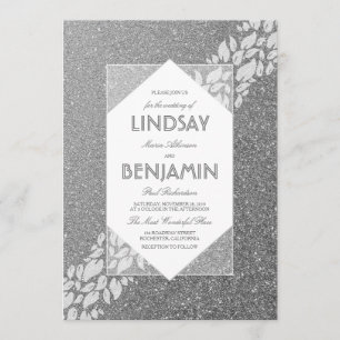 Glitter Silver Elegant Vintage Fab Wedding Invitation