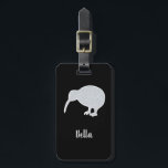 Glitter Silver NZ Kiwi, Black & White Custom  Luggage Tag<br><div class="desc">Combining a shiny, glittery silver colour kiwi bird with space for a personal message or name. The kiwi is in a beautiful gleaming silver colour with a white outline. The customisable text is is white, and can be replaced with a name or text that is meaningful to you. Currently it...</div>