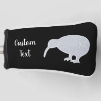 Glitter Silver NZ Kiwi on Black, Custom Putter