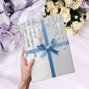 Glitter silver sparkle Christmas Xmas Wrapping Paper