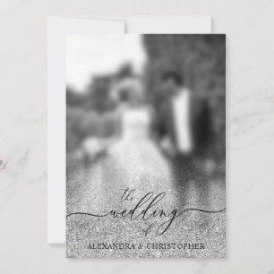 Glitter Silver SPARKling Wedding Photo Invitation