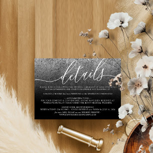 Glitter Silver Wedding Accommodation Details RSVP Card