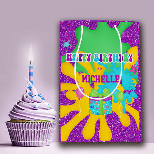 Glitter Slime Colourful Birthday Wrapping Paper Medium Gift Bag