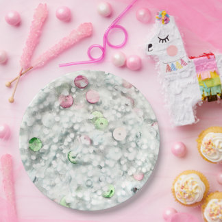 Glitter Slime Party Plate White
