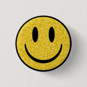 Glitter Smile Face 3 Cm Round Badge