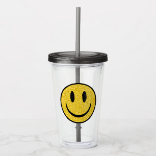 Glitter Smile Face Acrylic Tumbler