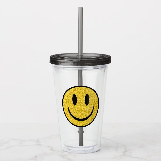 Glitter Smile Face Acrylic Tumbler (Front)