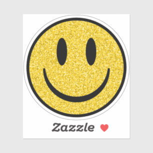 Glitter Smile Face Custom-Cut Vinyl Stickers