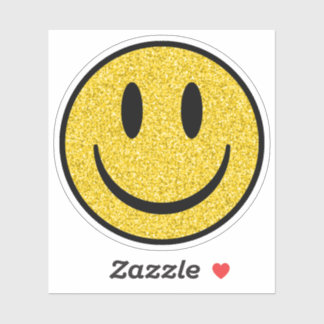 Glitter Smile Face Custom-Cut Vinyl Stickers