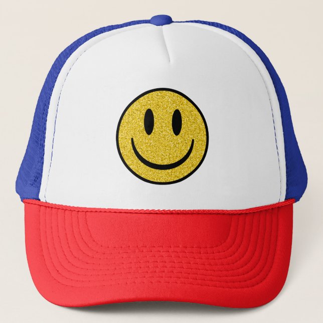 Glitter Smile Face Trucker Hat (Front)