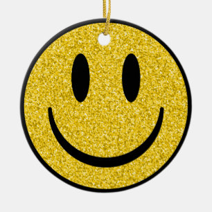 Glitter Smiley Face Ceramic Tree Decoration