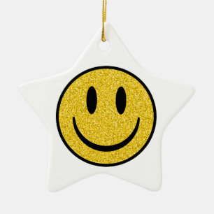 Glitter Smiley Face Ceramic Tree Decoration