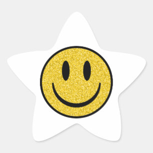 Glitter Smiley Face Star Sticker