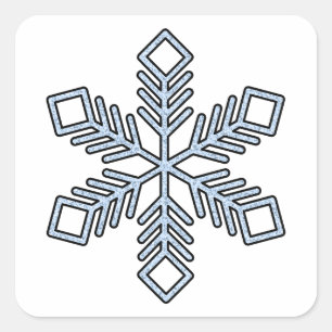 Glitter Snowflake - Baby Blue Branches Square Sticker