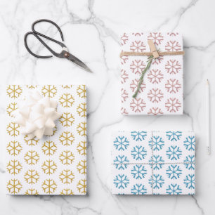 Glitter snowflake pattern christmas holiday wrapping paper sheet