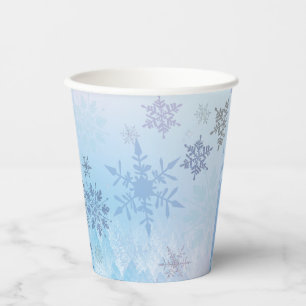Glitter Snowflake Snowy Mountain Winter  Paper Cups
