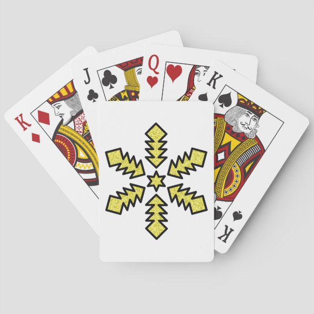Glitter Snowflake - Yellow Star Playing Cards (Back)
