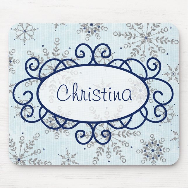 Glitter Snowflakes Mousepad (Front)