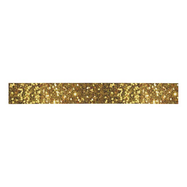 Glitter Sparkle Gold Faux Sequin Grosgrain Ribbon (Front)