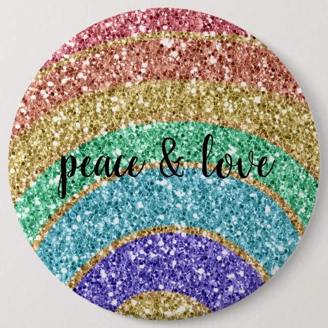 Glitter Sparkle Gold Rainbow 6 Cm Round Badge (Front)
