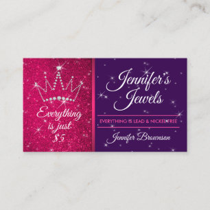 Glitter Sparkle Pink purple Jewellery Accessories Business Card