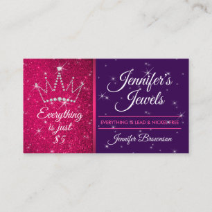 Glitter Sparkle Pink purple Jewelry Accessories Business Card
