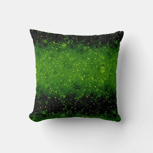 Glitter sparkle seamless confetti green shine dark cushion (Front)