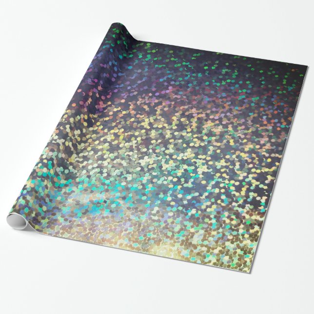 Glitter sparkle sequin confetti multicolor print p wrapping paper (Unrolled)