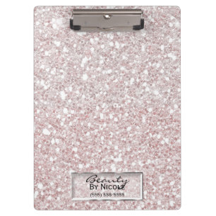 Glitter Sparkle White Stripes Modern Personalised Clipboard