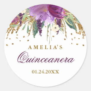 Glitter Sparkling Amethyst Quinceanera Sticker