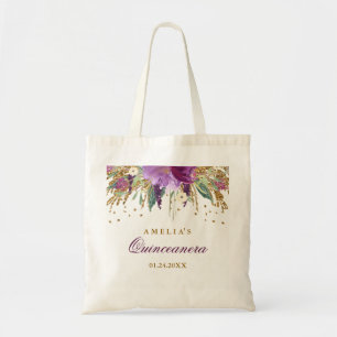 Glitter Sparkling Amethyst Quinceanera Tote Bag