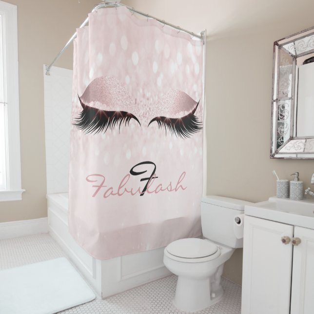 Glitter Sparkly Monogram Name Princess Girly Lashe Shower Curtain (In Situ)