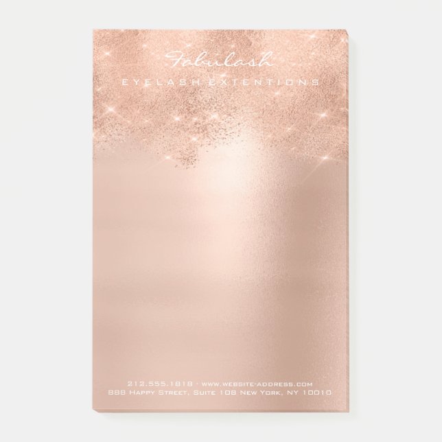 Glitter Sparkly Pink Rose Gold Powder White Glam Post-it Notes (Front)