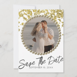 Glitter Sparkly Wedding Photo Save the Date Invitation